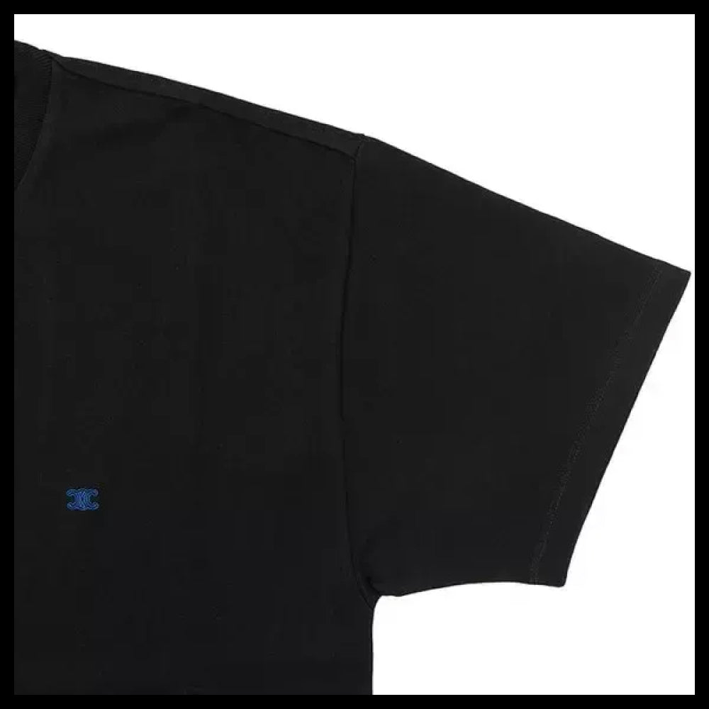 【CELINE】Triomphe Embroidered Cotton Jersey Black Men Short