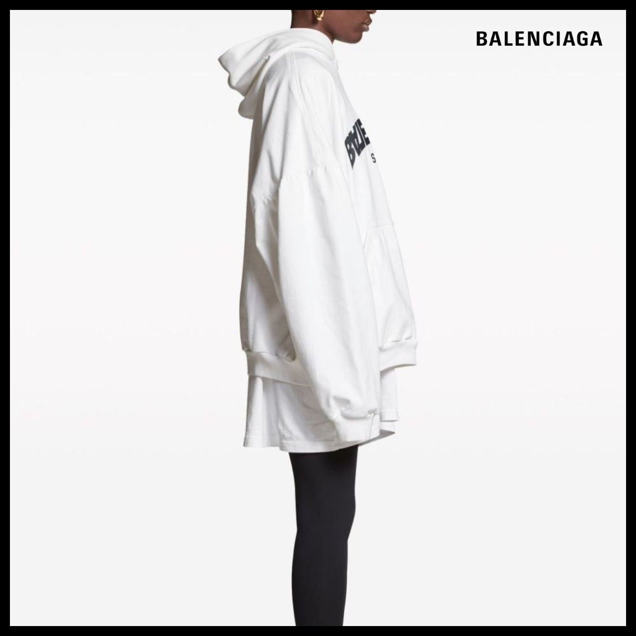 【BALENCIAGA】Back Flip Round Hoodie Oversized White