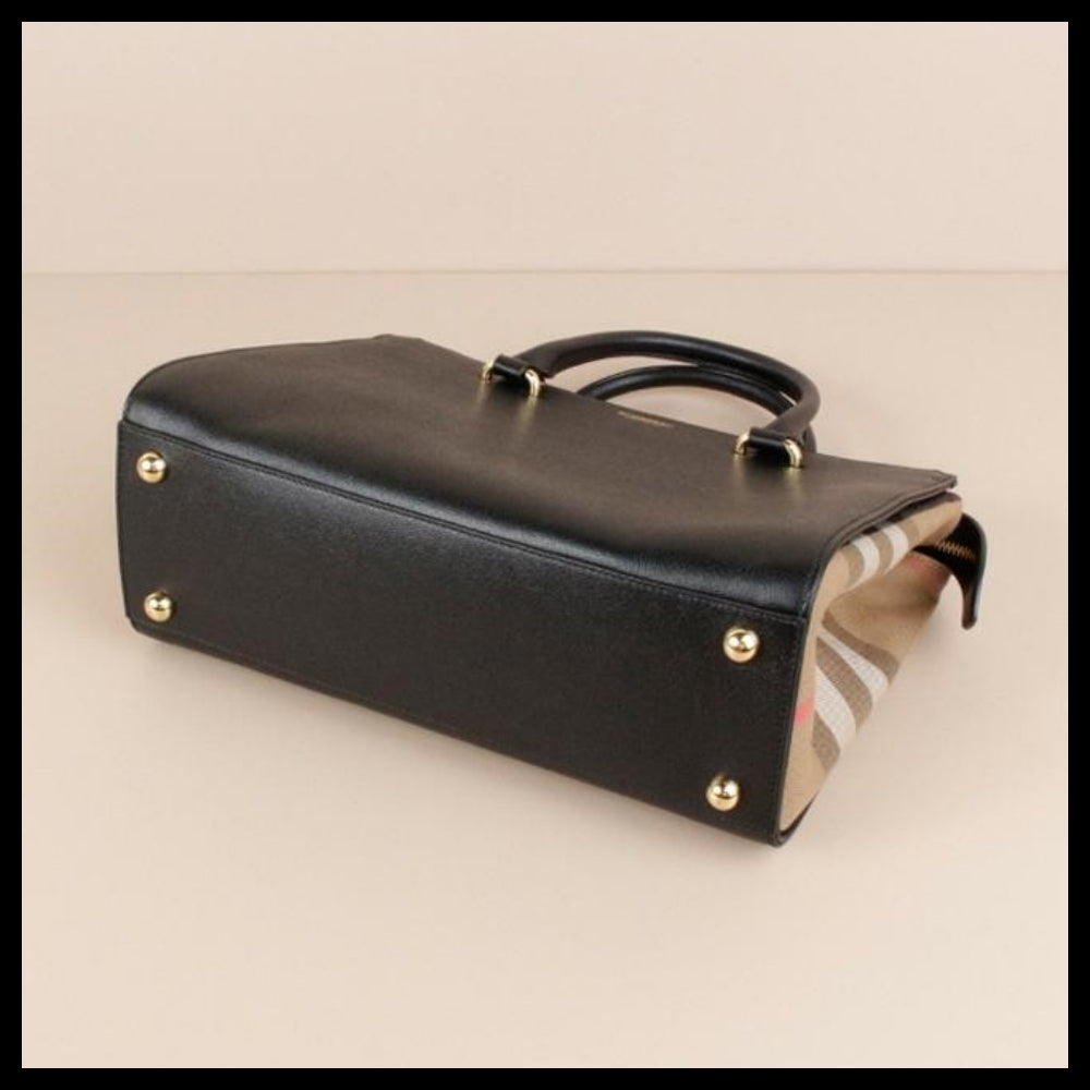 【Burberry】Banwell House Check Small Tote Bag Black