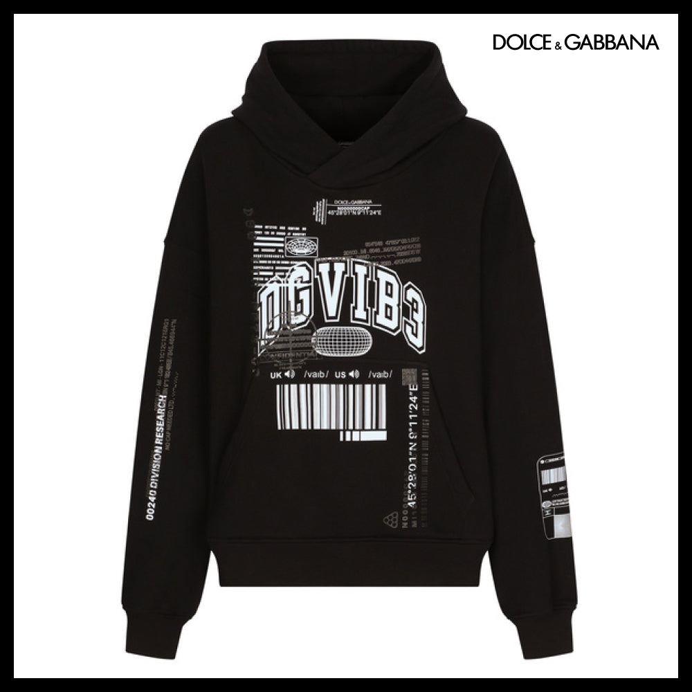 【Dolce & Gabbana】Jersey Hoodie with DGVIB3 Print
