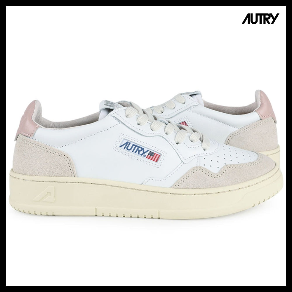 【AUTRY】Medalist Leather Suede Low Top Pink Tab