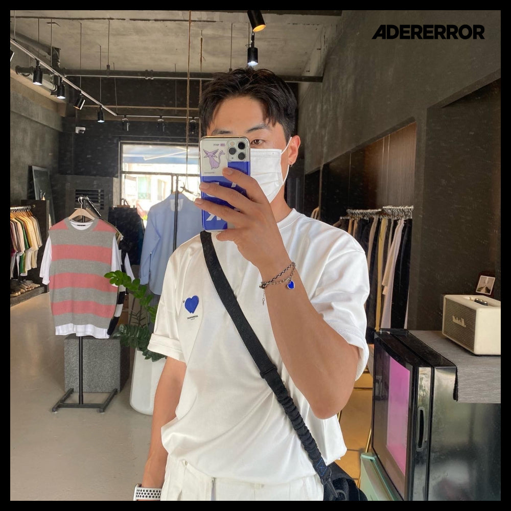 【ADERERROR】Twin Heart Small Logo T-Shirt Off White