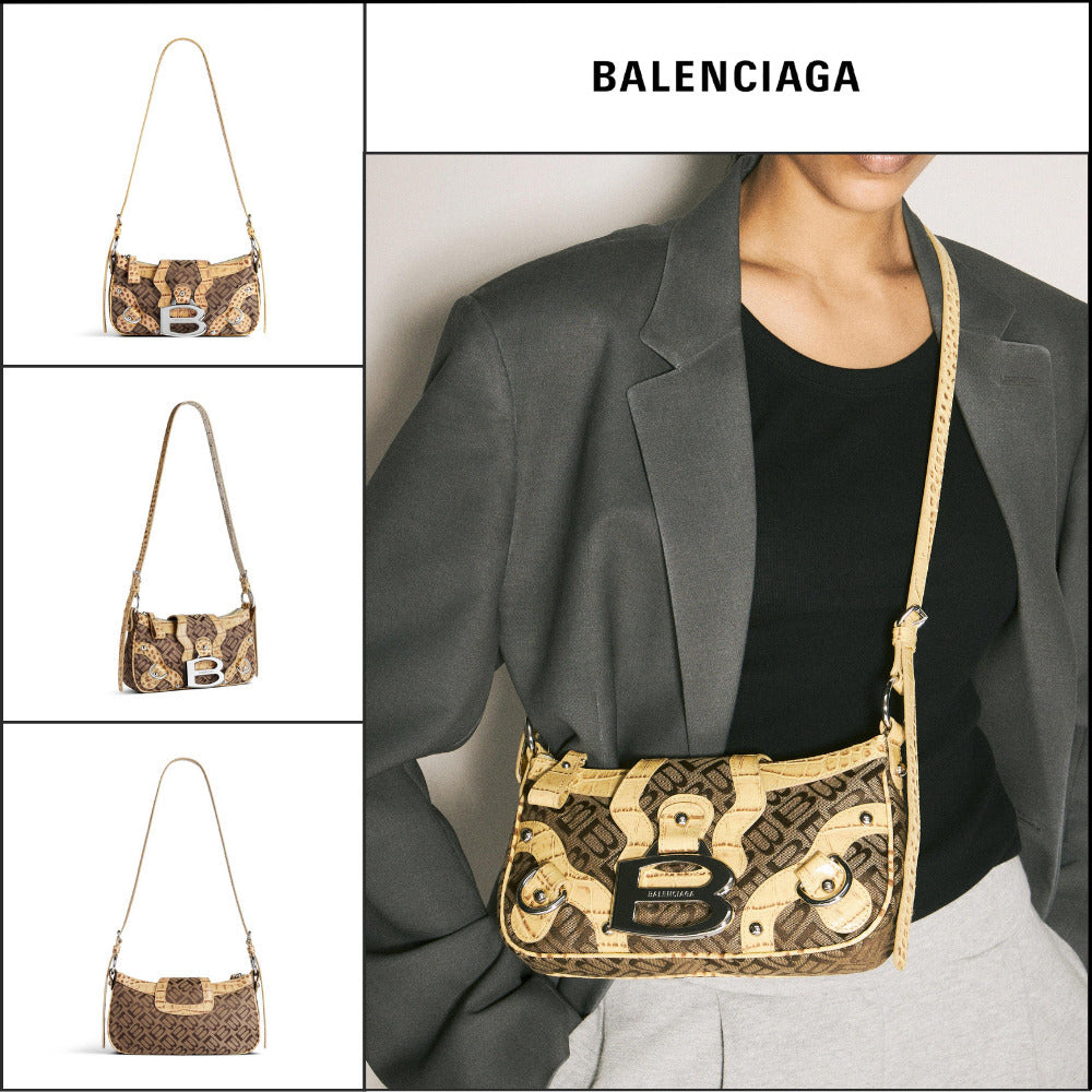 【BALENCIAGA】Essex Small Shoulder Bag Ebony Beige Mustard