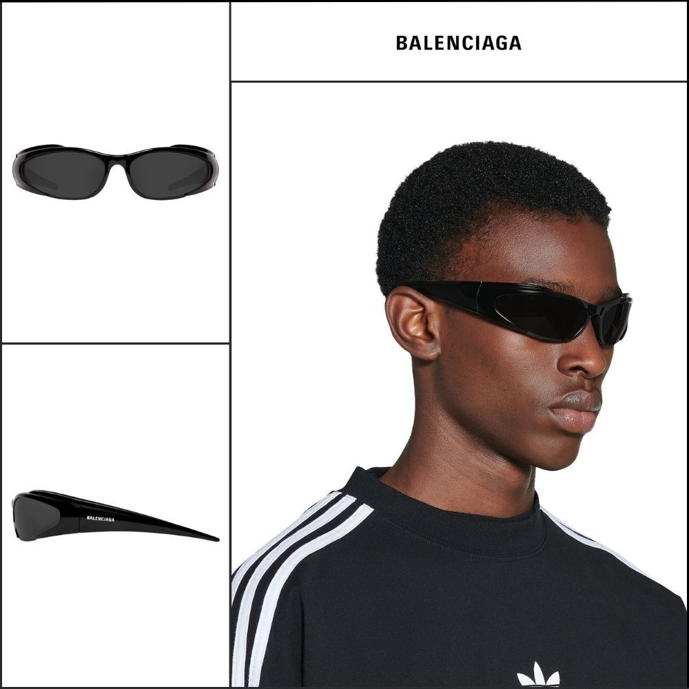 【BALENCIAGA】Reverse Xpander Rectangle Sunglasses Black