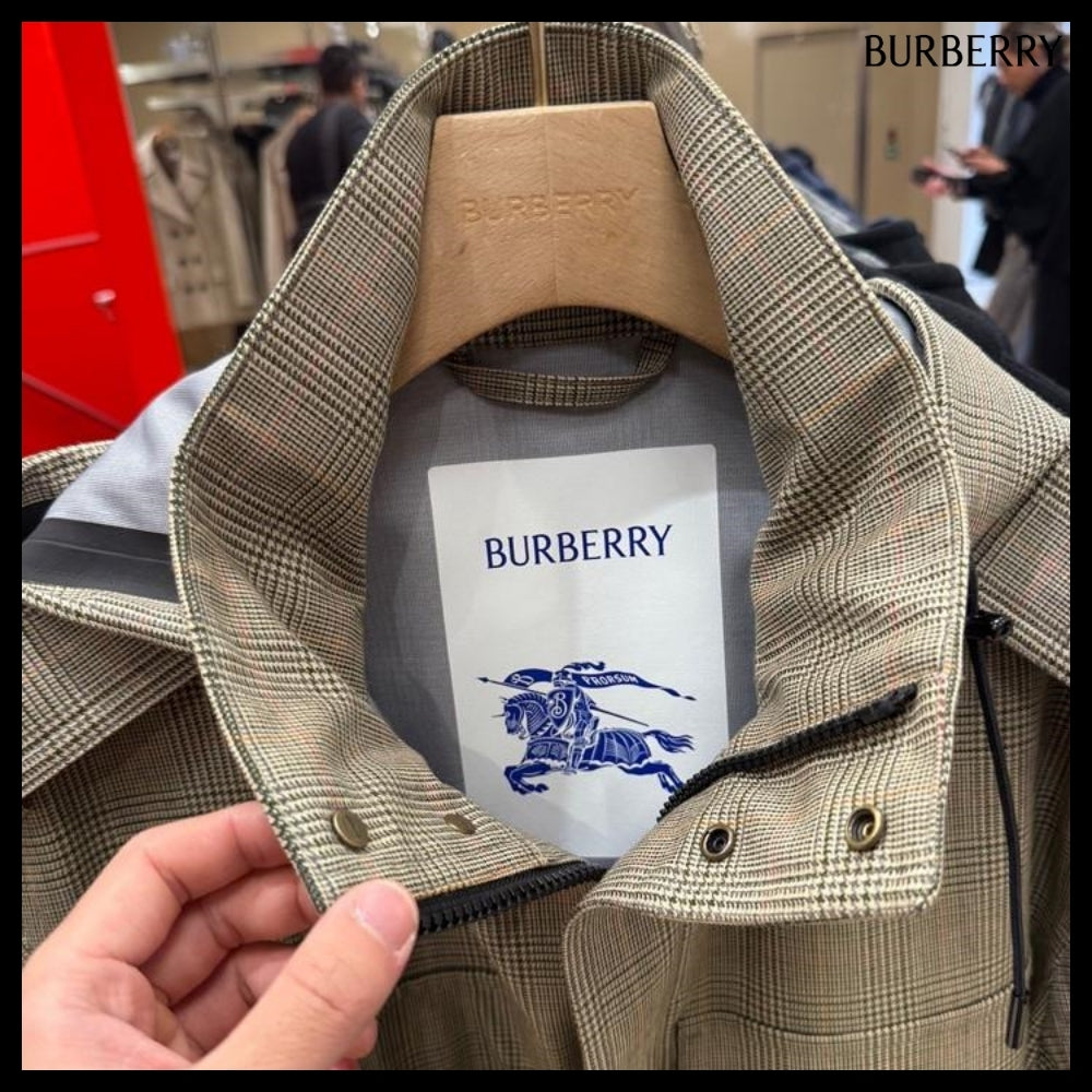 【Burberry】Check Bonded Wool Belted Field Jacket Loch Bliss