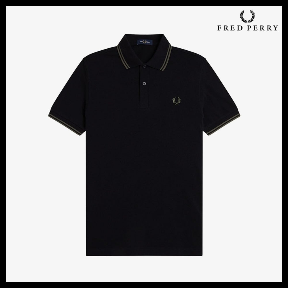 【FRED PERRY】Twin Tipped Fred Perry Shirt Black Field Green