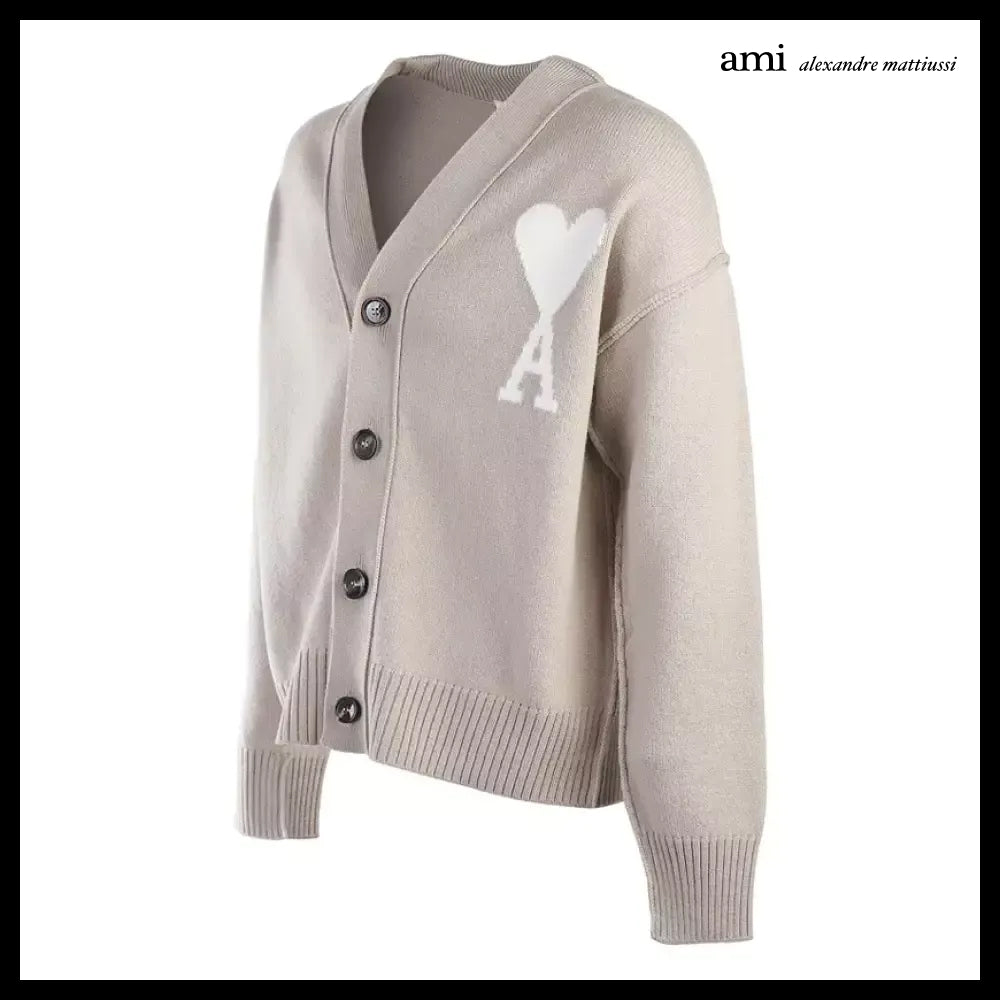 【AMI Paris】Off-White Virgin Wool Cardigan