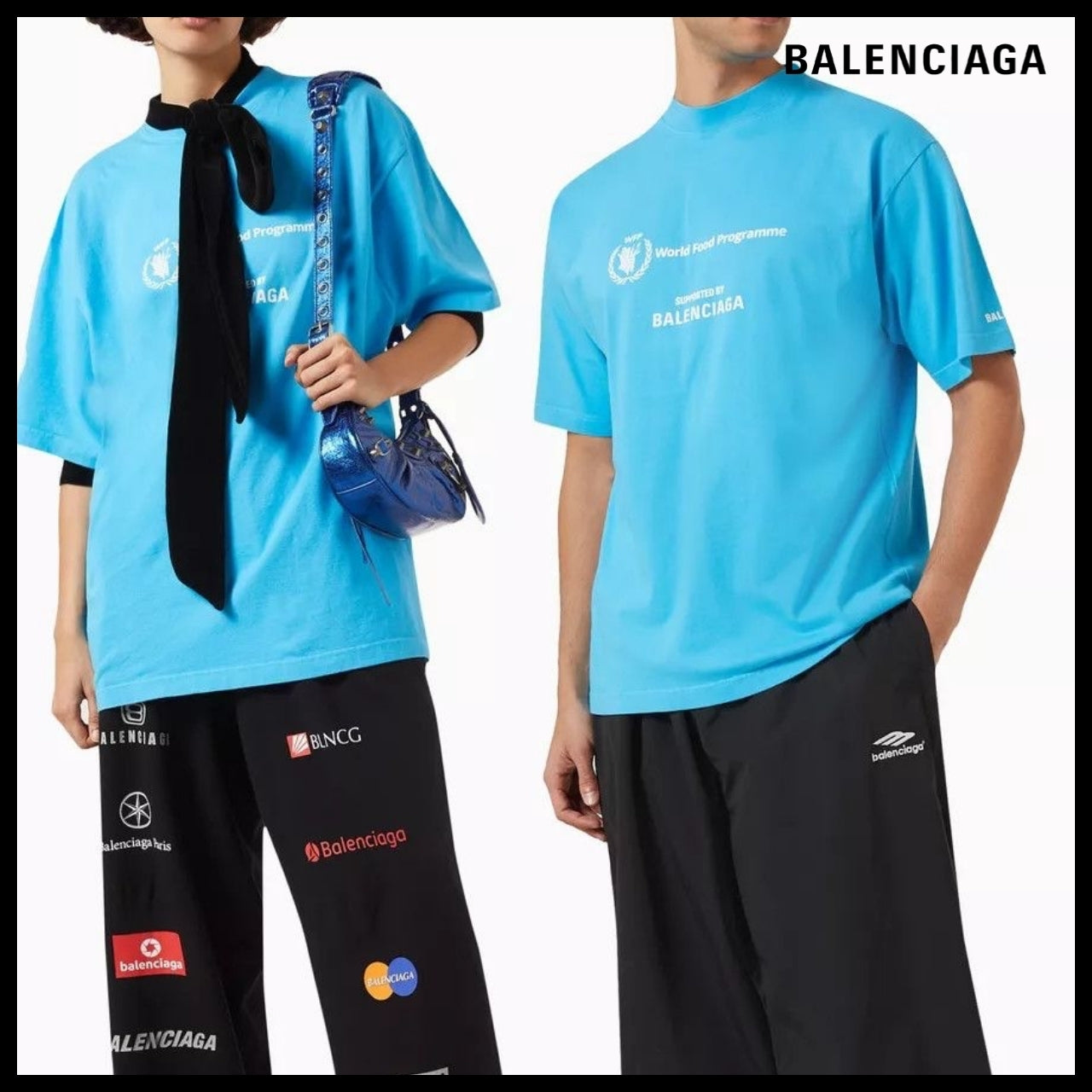 【BALENCIAGA】Dup Medium Fit T-Shirt Azure Blue
