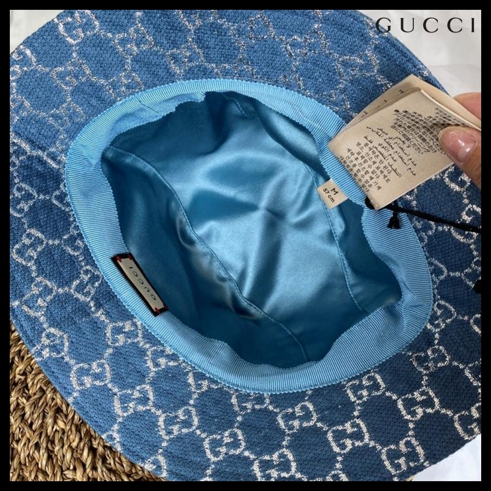 【GUCCI】 GG LAME Bucket Hat Blue