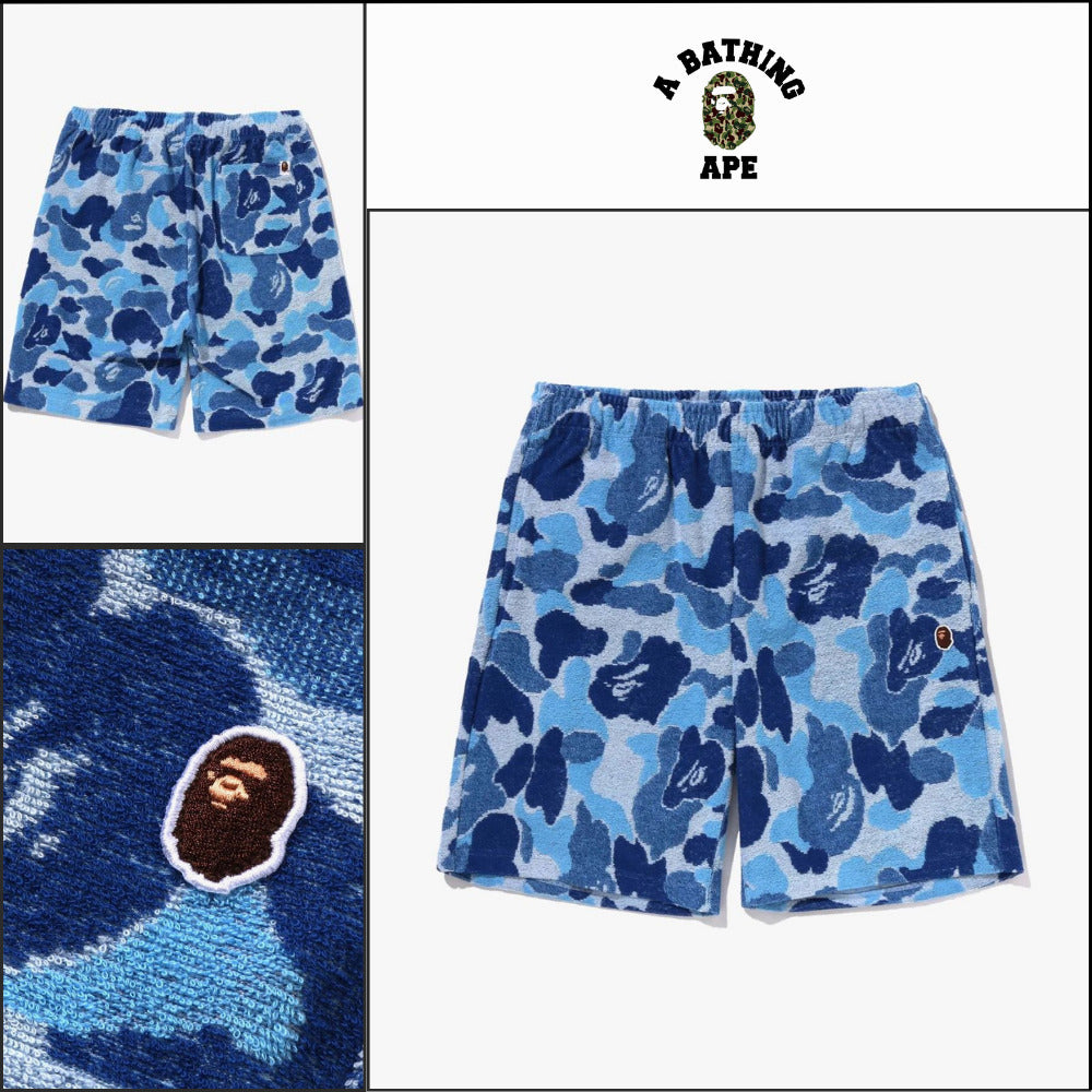 【A BATHING APE】ABC Camo Pile One Point Sweat Shorts Blue