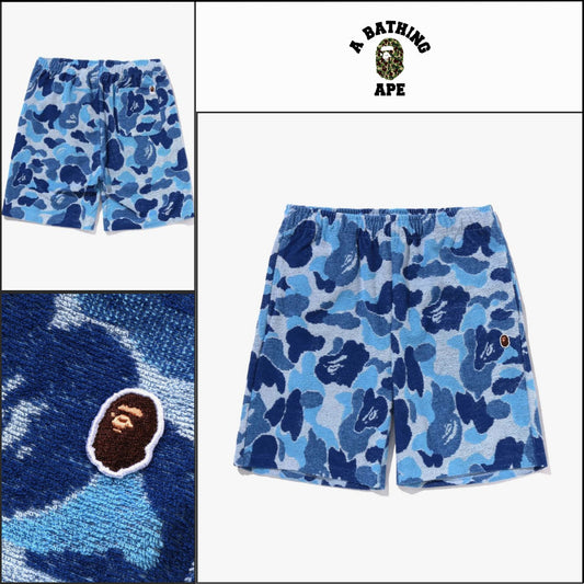 【A BATHING APE】ABC Camo Pile One Point Sweat Shorts Blue