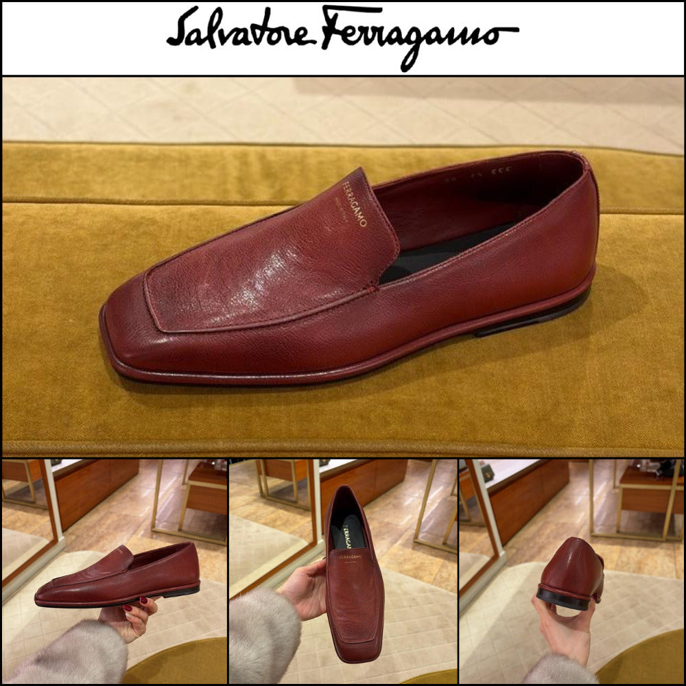 【FERRAGAMO】BRAIN LOGO MOCCASIN LOAFERS BURGUNDY