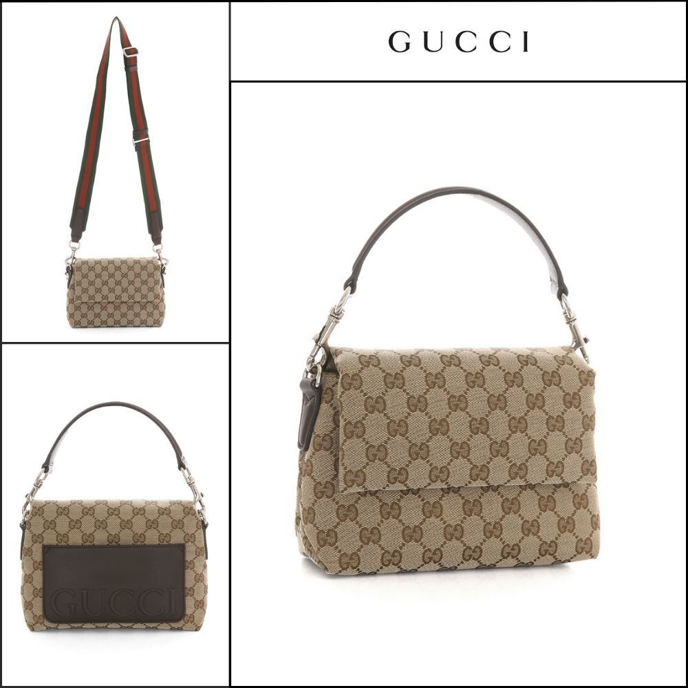 【GUCCI】GG Canvas Small Beige Crossbody Bag