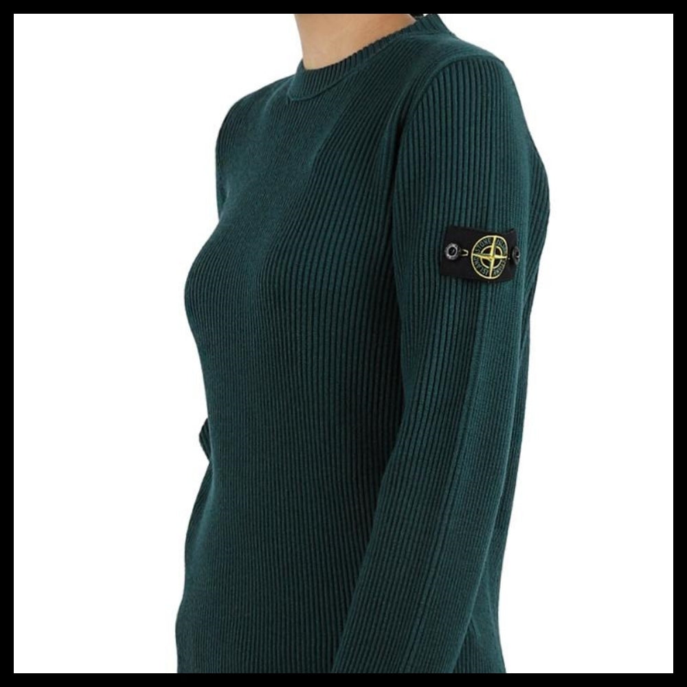 【STONE ISLAND】 Kids Wappen Patch Ribbed Pullover Knit