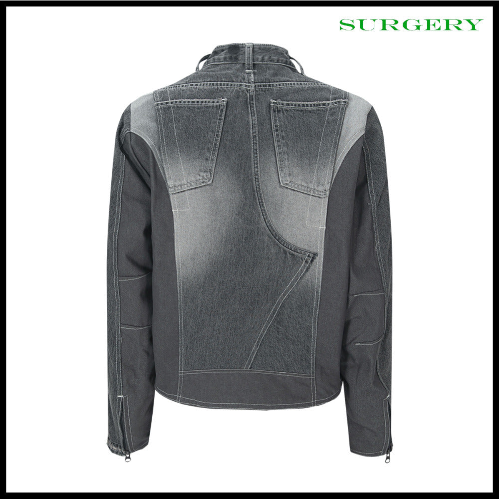 【SURGERY】Denim Biker Jacket Grey