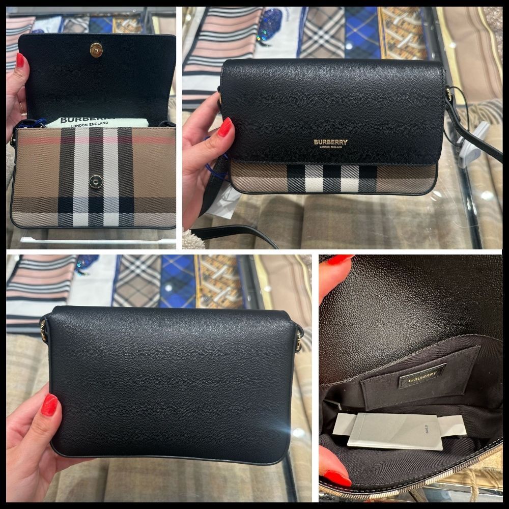 【BURBERRY】New Hampshire Check Crossbody Bag Black