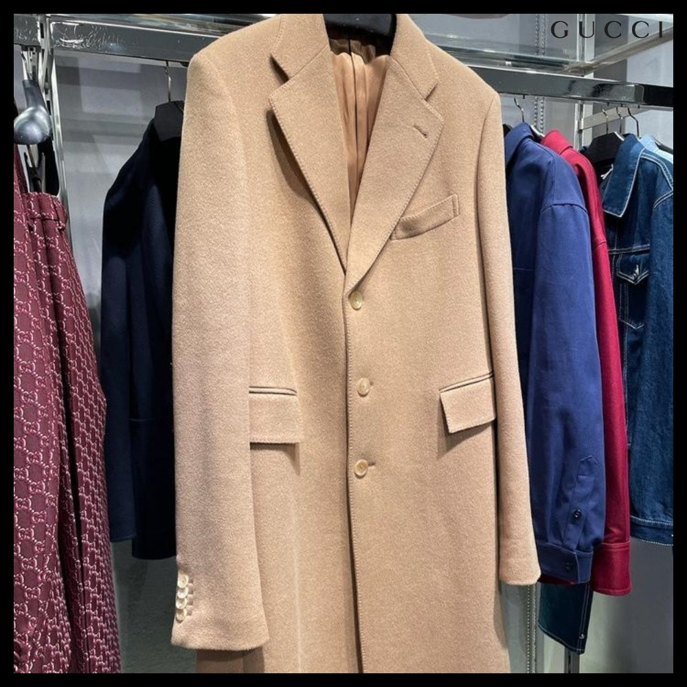 【GUCCI】Camel Hair Single Coat Beige