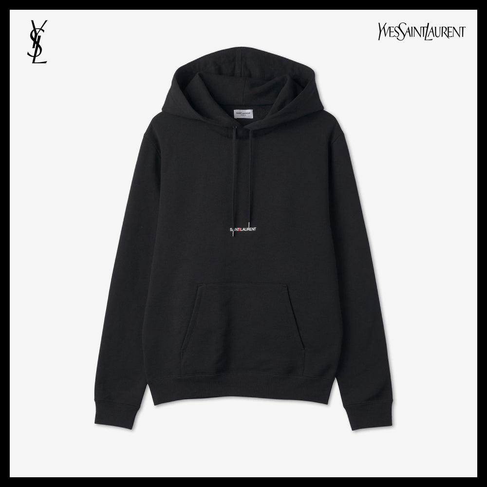【Saint Laurent】ロゴ リブ ゴーシュ フーディー ブラック