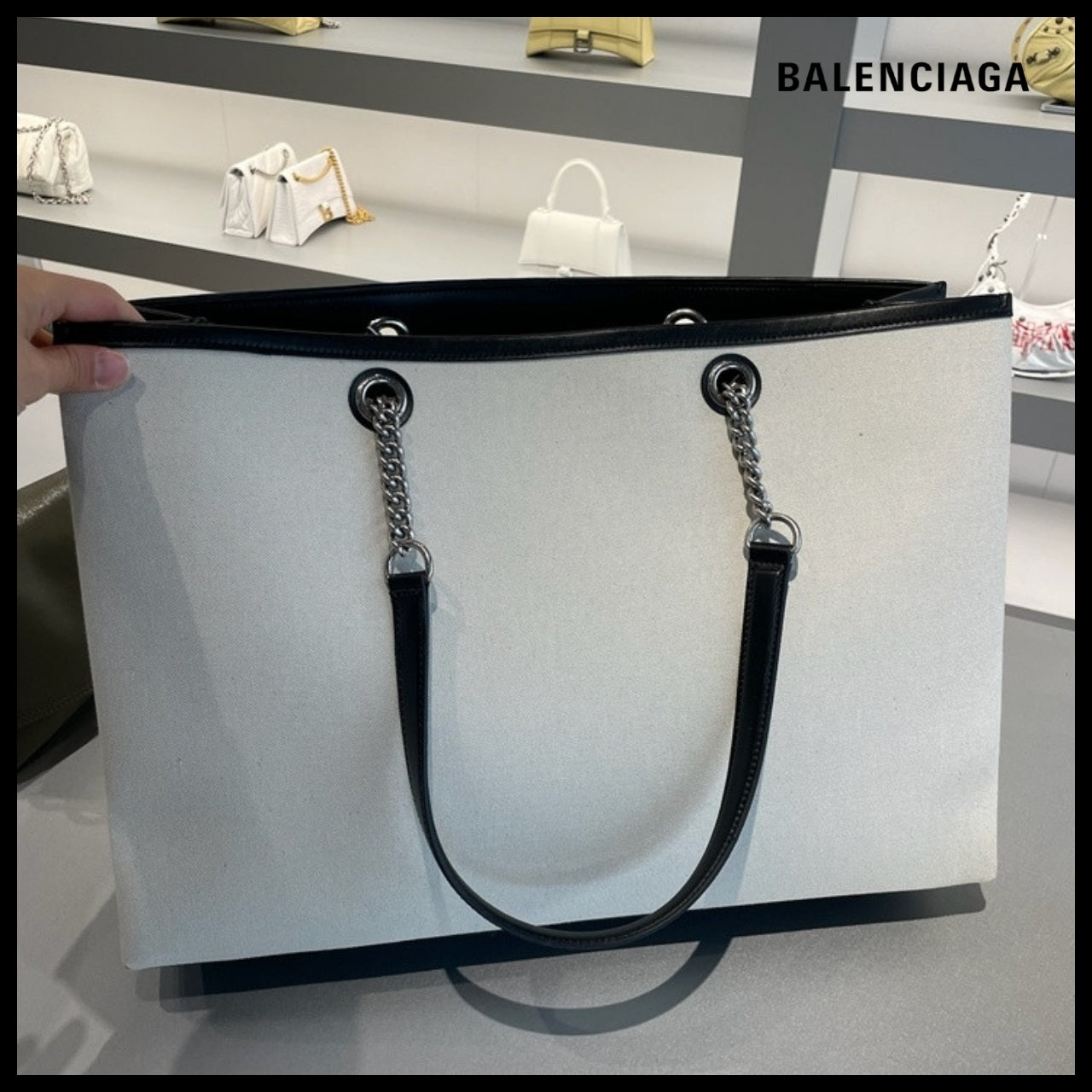 【BALENCIAGA】DUTY FREE Canvas Large Tote Bag Natural