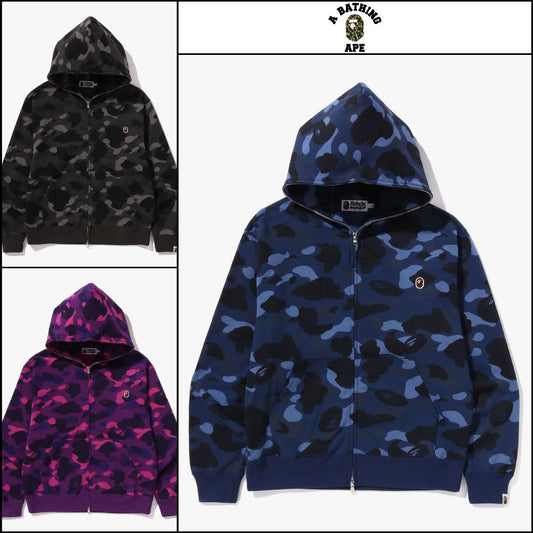 【A BATHING APE】One Point Color Camo Crop Full Zip Hoodie