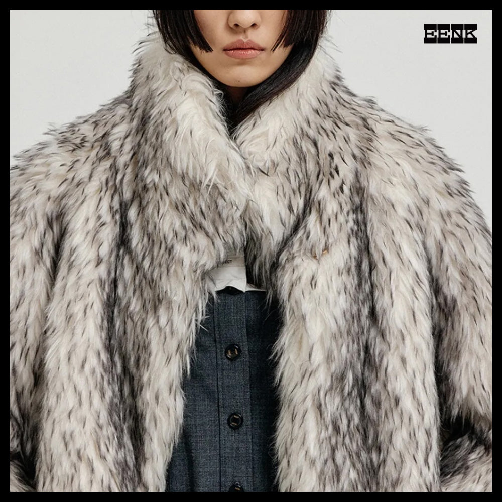 【EENK】FAUX FUR SHORT COAT Light Grey