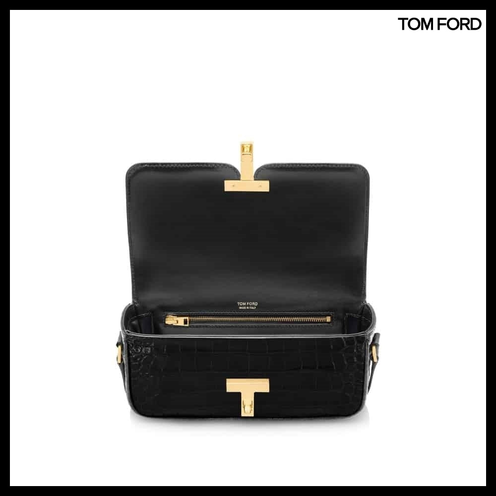 【TOM FORD】SHINY STAMPED CROCODILE LEATHER WALLIS SHOULDER