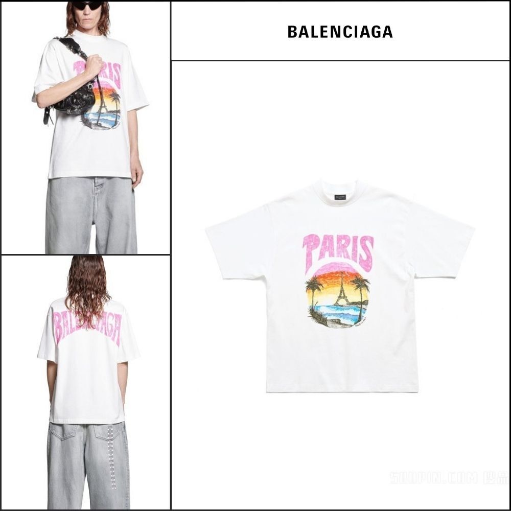 【BALENCIAGA】Paris Tropical Medium Fit T-Shirt 764235