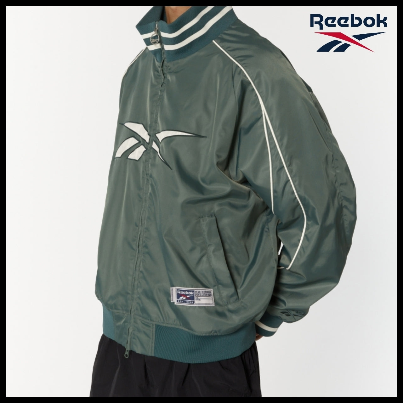 【Reebok】Vector Stadium Varsity Jacket Green