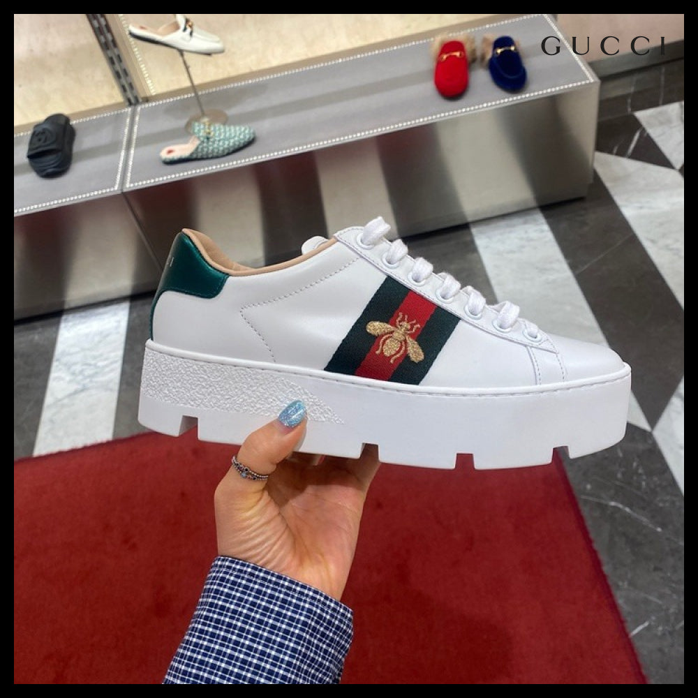【GUCCI】Ace Bee Embroidered Women’s Sneakers White