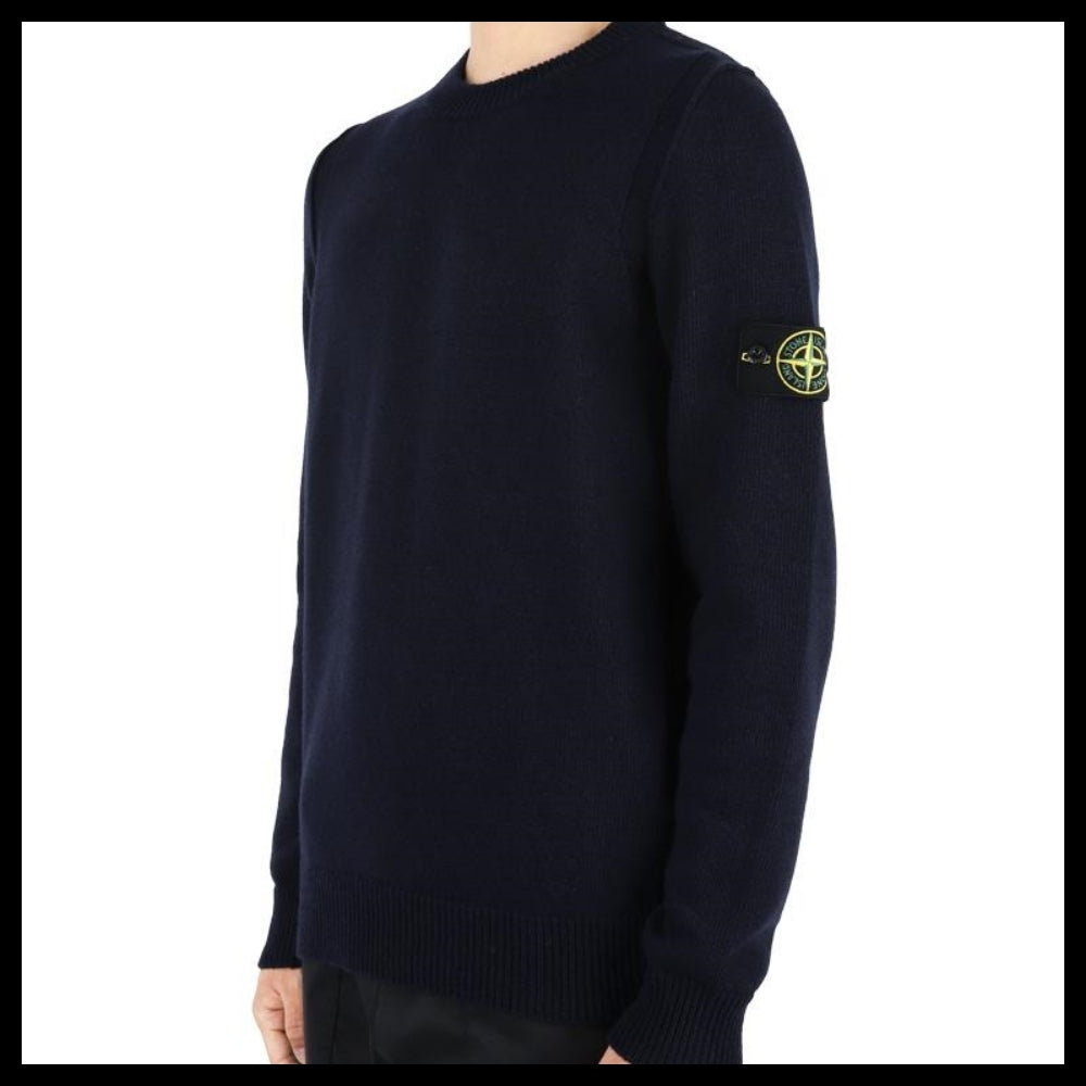 【STONE ISLAND】 Mens Wappen Patch Crewneck Knit Navy