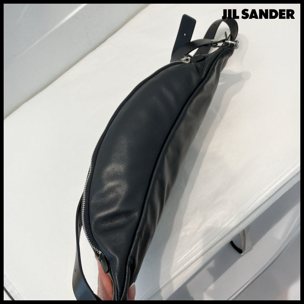【JIL SANDER】Waist Bag Large Black Leather Bag