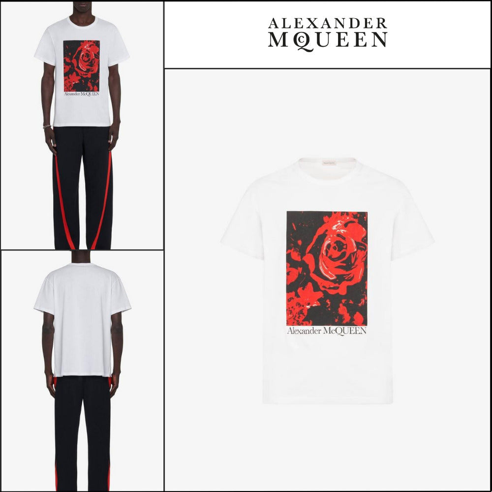 【Alexander Mcqueen】Wax Flower T-shirt in White/Red