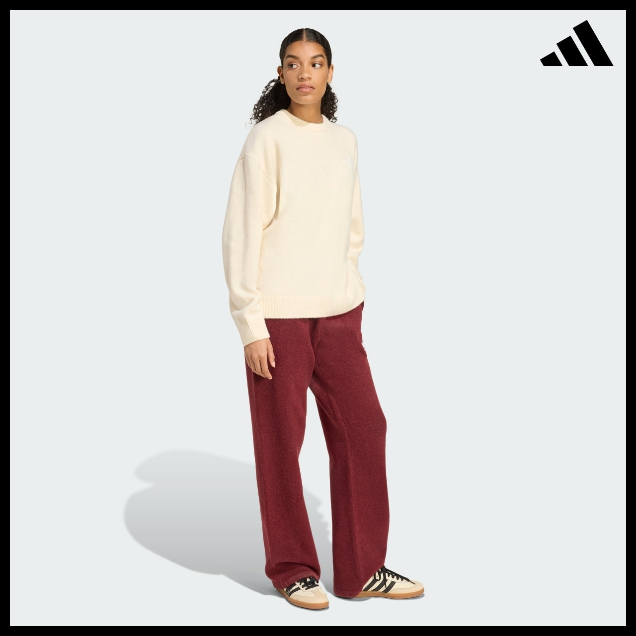 【ADIDAS】Knit Wonder White Sweater Crewneck Knit