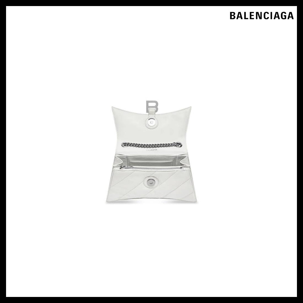 【BALENCIAGA】Crush XS Chain Bag Quilted White