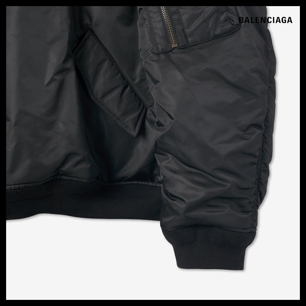 【BALENCIAGA】Sporty B Pullover Bomber Hooded Jacket Black