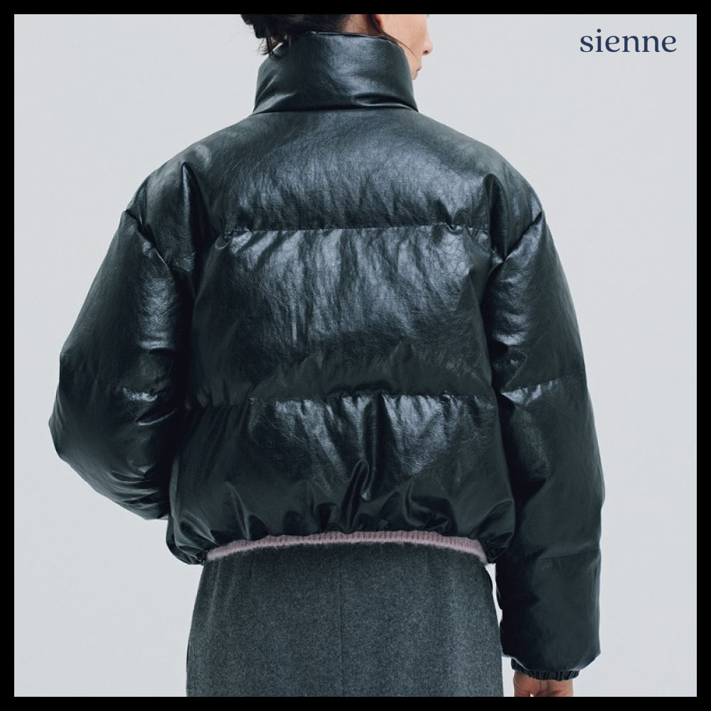 【SIENNE】Nuit Leather Goose-down Black