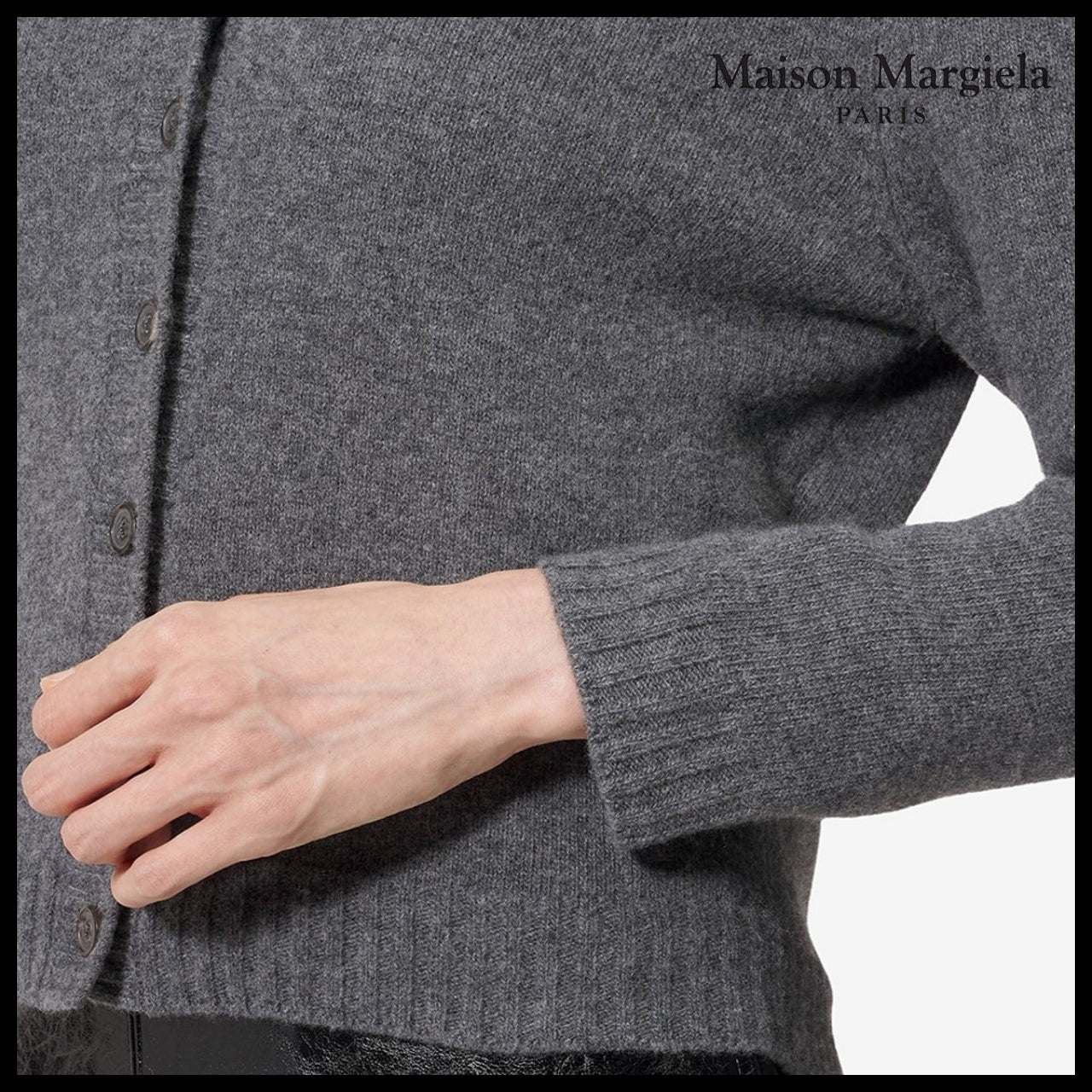 【Maison Margiela】Four Stitches Lambswool Cardigan Charcoal