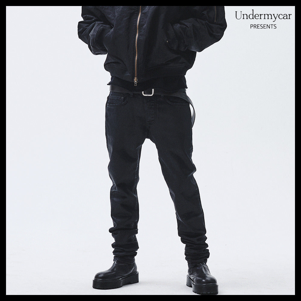 【Undermycar】MU.157 Classic Wax Coated Slim Straight Jeans