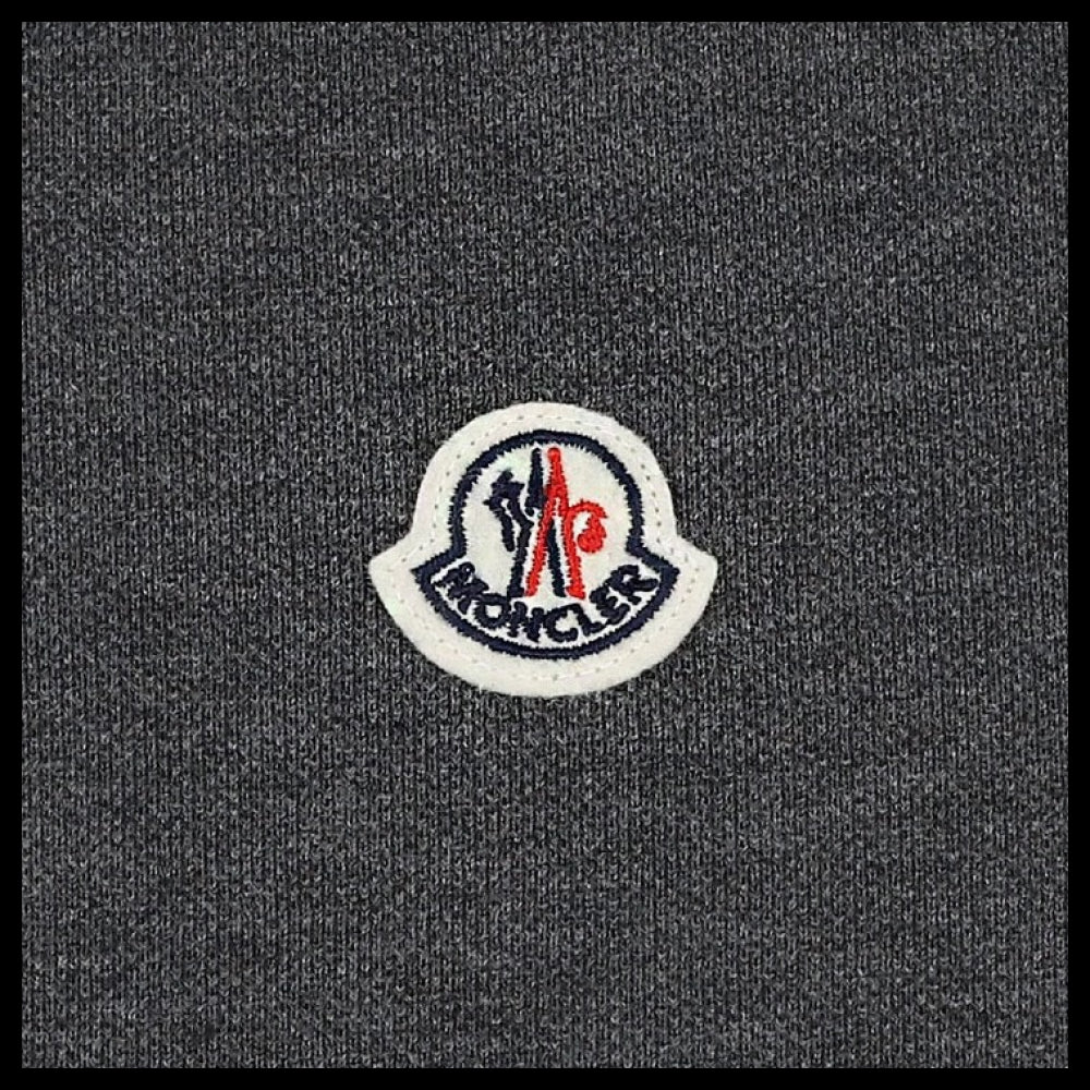【MONCLER】Stripe Collar Logo Patch Polo Shirt Dark Grey