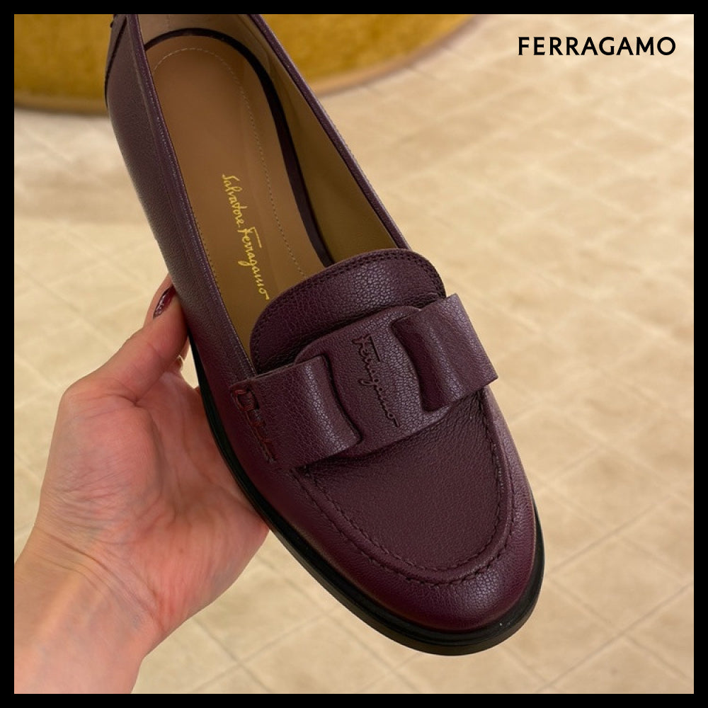 【FERRAGAMO】VIVALDO NEW VARA BOW GRAIN LOAFERS PURPLE