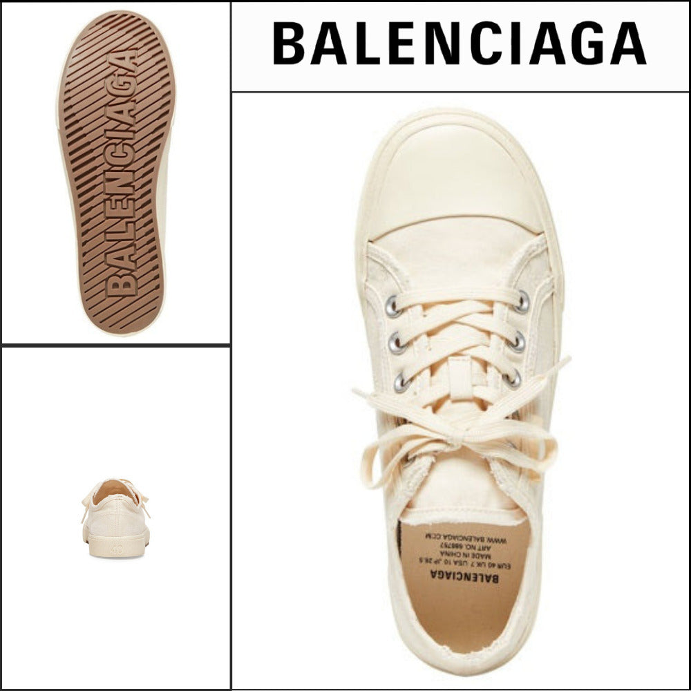 【BALENCIAGA】Paris Low Top Sneaker White Destroyed Cotton