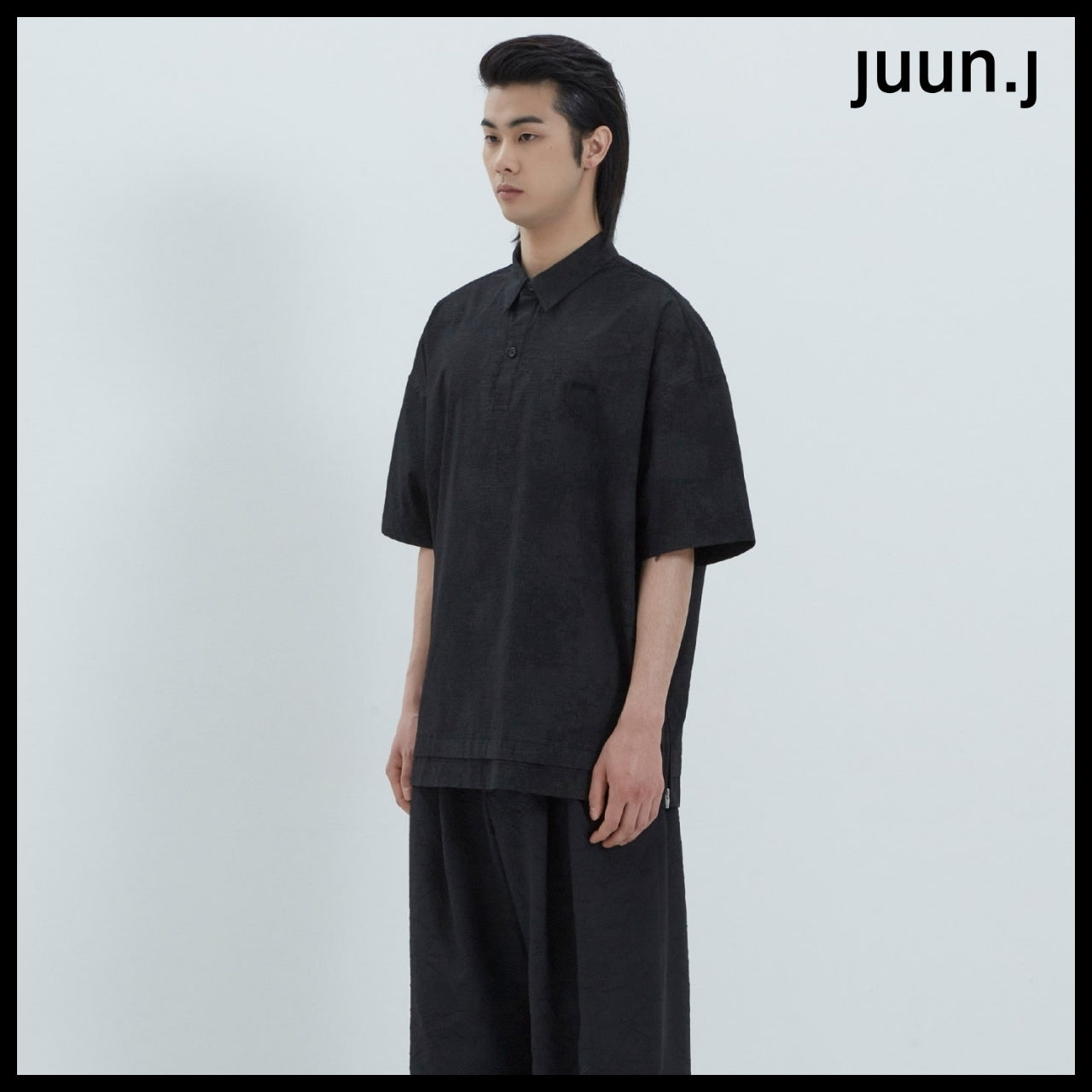 【JUUN.J】CORE Painting Stripe Diagonal Zipper Shirt Jumper