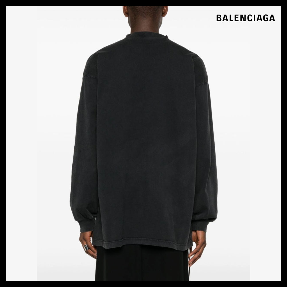 【BALENCIAGA】Outline Long Sleeve T-Shirt Oversized Black