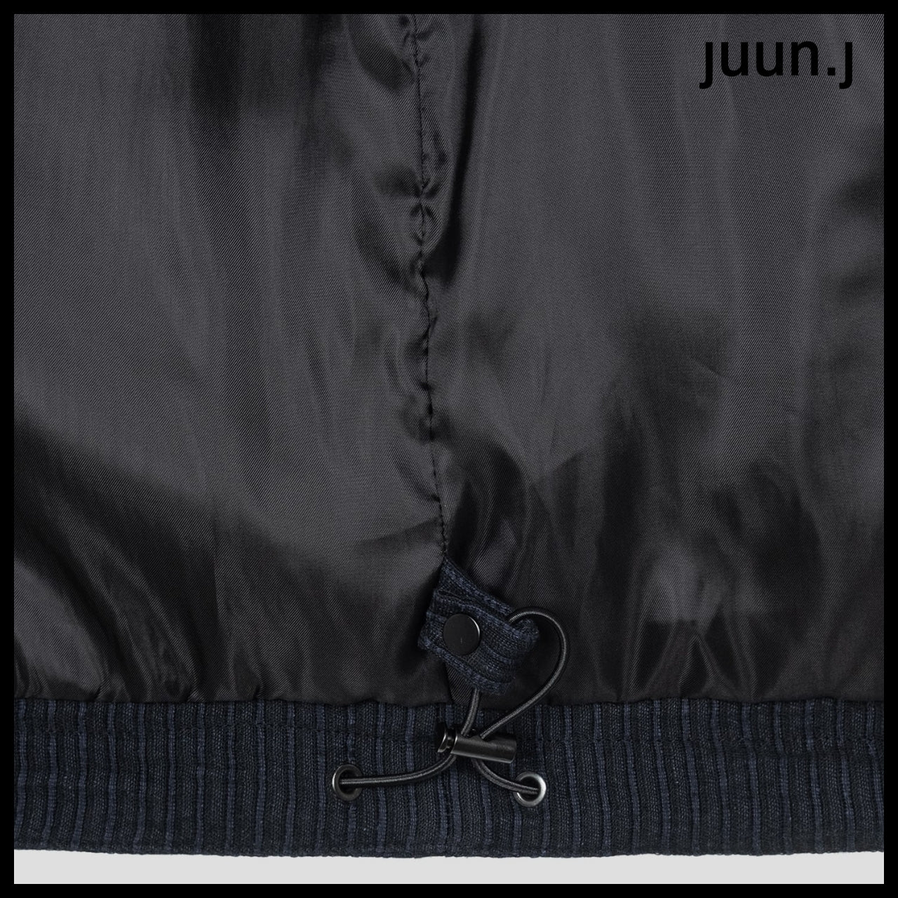 【JUUN.J】Blended Cotton Stripe High Neck Zip-Up Navy
