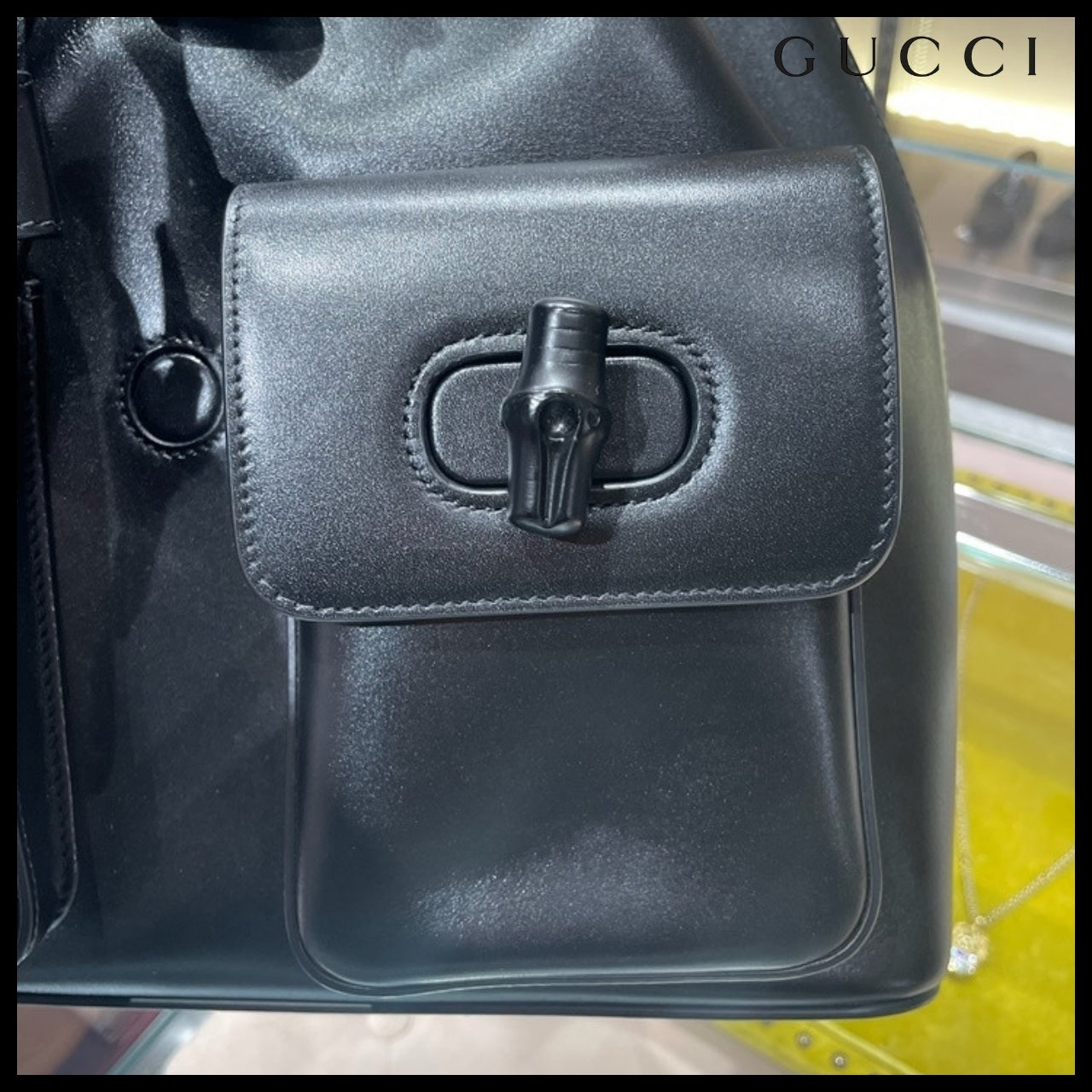 【GUCCI 】Noblesse Calf Pocket Bamboo Top Handle Backpack