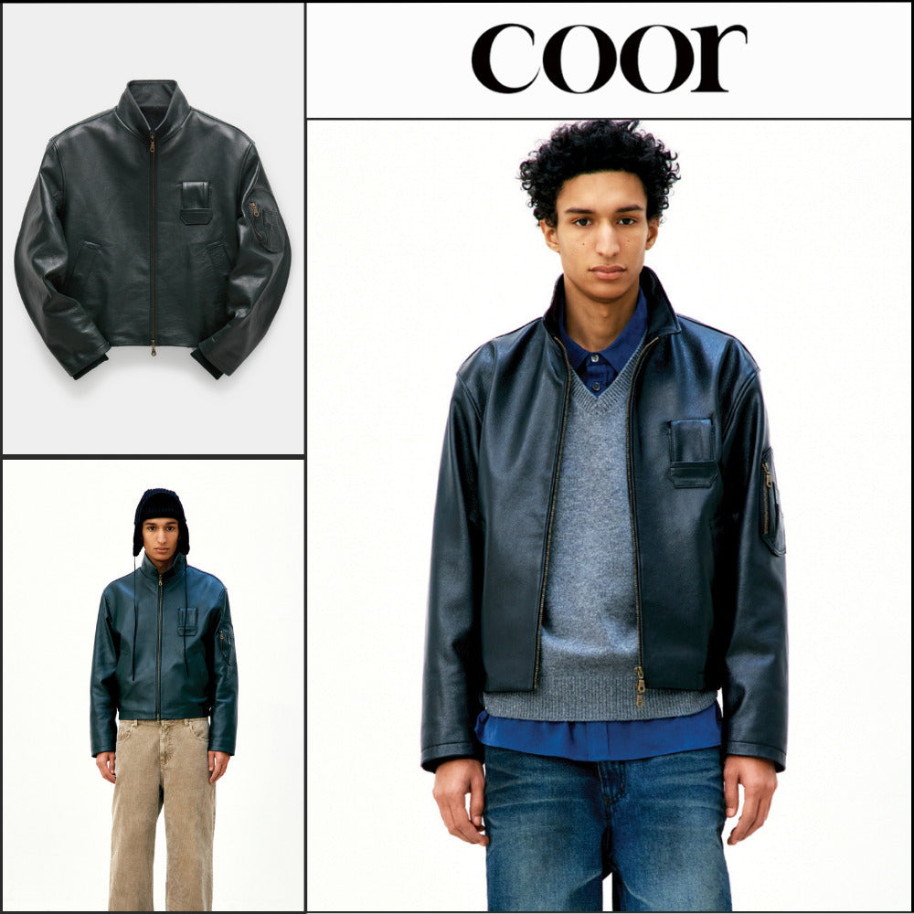 【COOR】Goat Skin Pilot Leather Jumper (2 Colors)