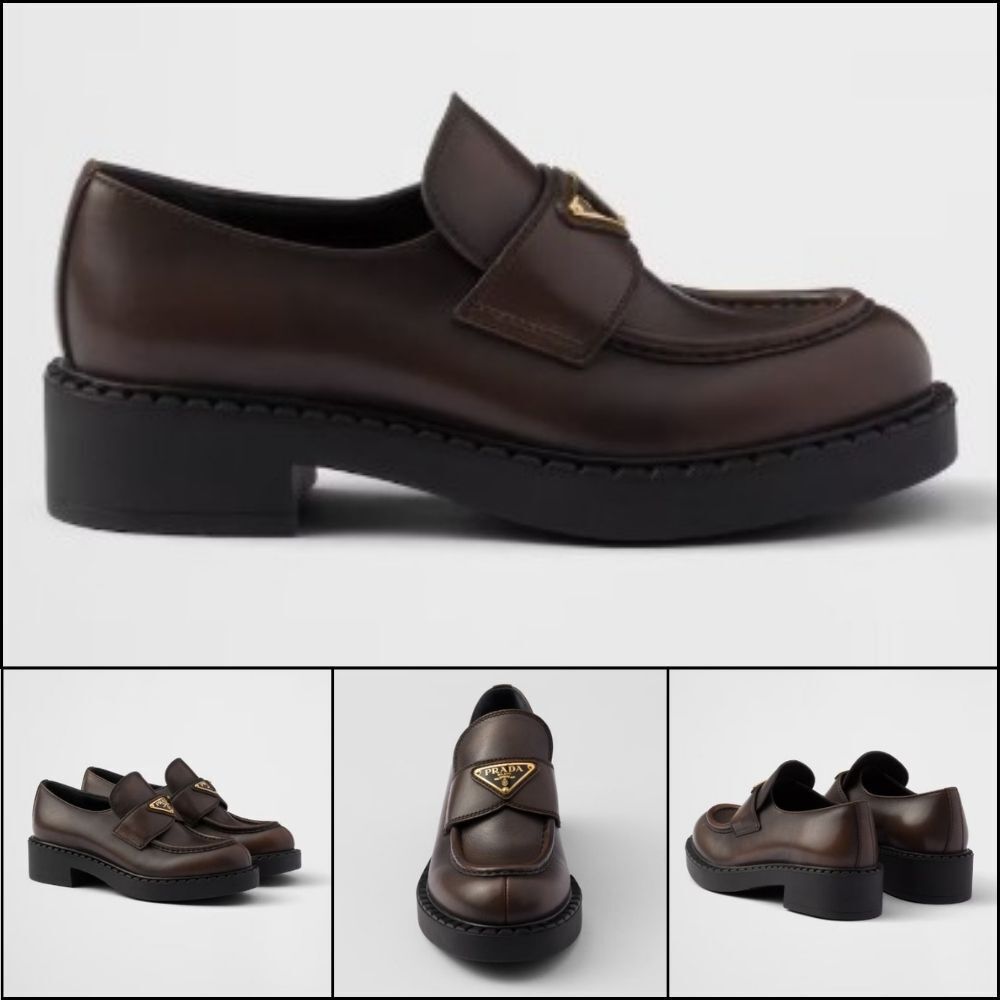 【PRADA】Chocolate Leather Loafers F0003