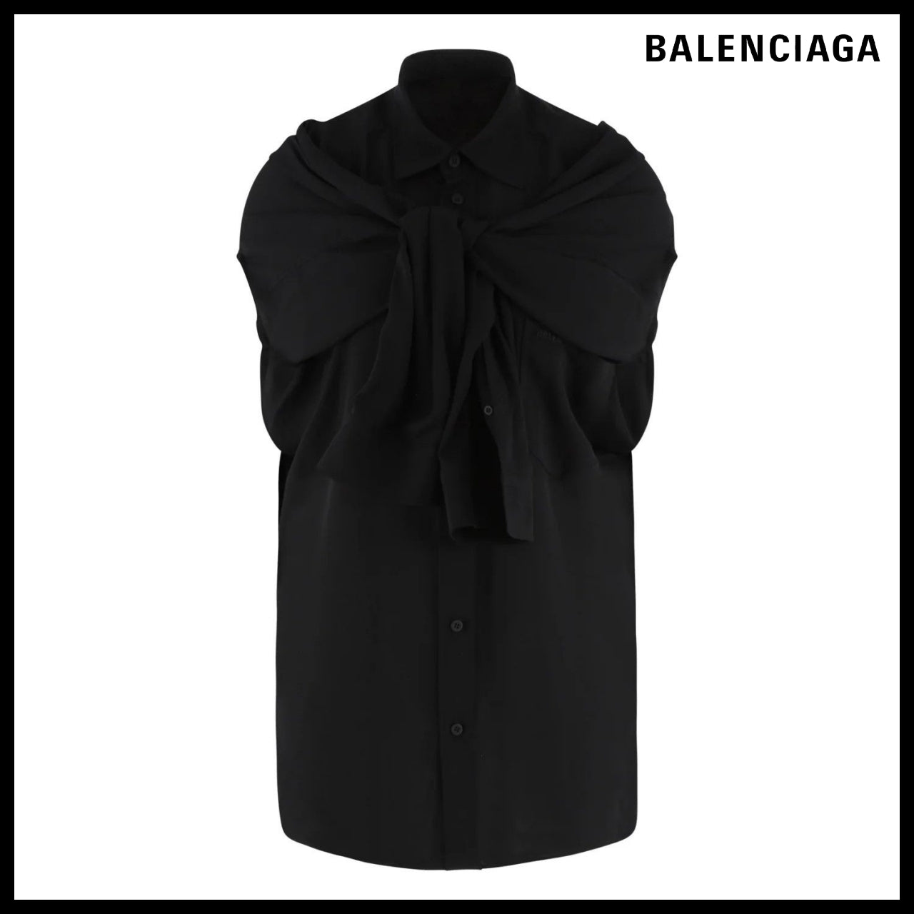 【BALENCIAGA】Sleeveless Knotted Shirt Black