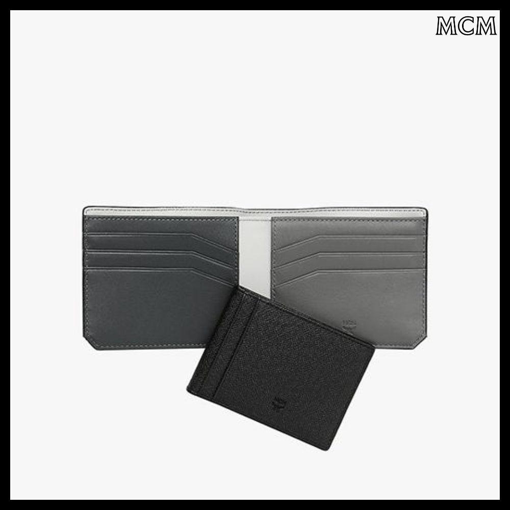 【MCM】New brick embossed leather card case bifold wallet