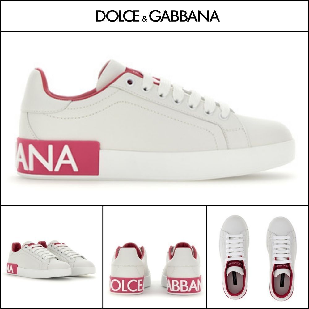 【Dolce & Gabbana】LEATHER SNEAKERS LIGHT PINK WHITE